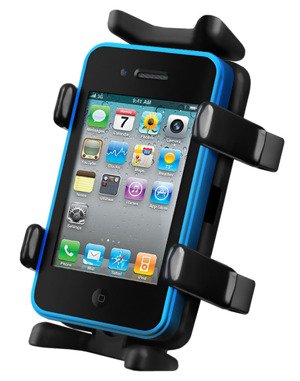 Uchwyt Finger Grip™ do telefonów komórkowych oraz przenośnych urządzeń elektronicznych montowany do ramy kierownicy lub do podstawy hamulca / sprzęgła w motocyklu