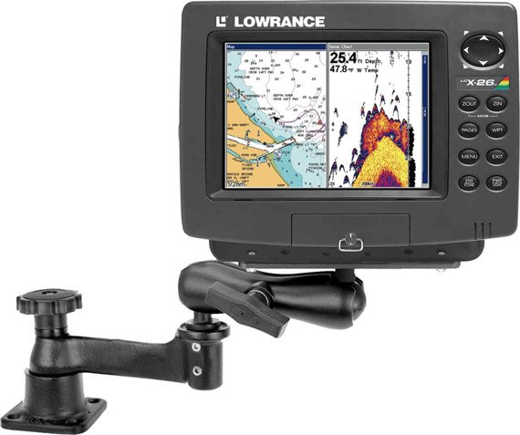 Uchwyt do echosond oraz chartplotter’ów GPS Garmin, Humminbird, Lowrance & Raymarine montowany do płaskiej powierzchni